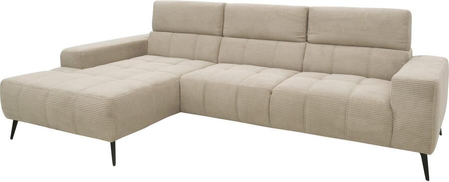 DOMO collection Hoekbank Trento L-vorm met sledevoet of enkele voet naar keuze met verstelbare hoofdsteun récamier links rechts bestelbaar - Foto 11