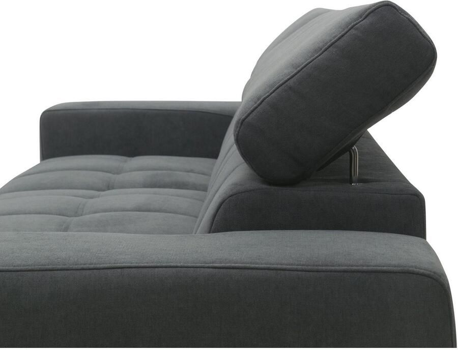 DOMO collection Hoekbank Trento L-vorm met sledevoet of enkele voet naar keuze met verstelbare hoofdsteun récamier links rechts bestelbaar - Foto 4