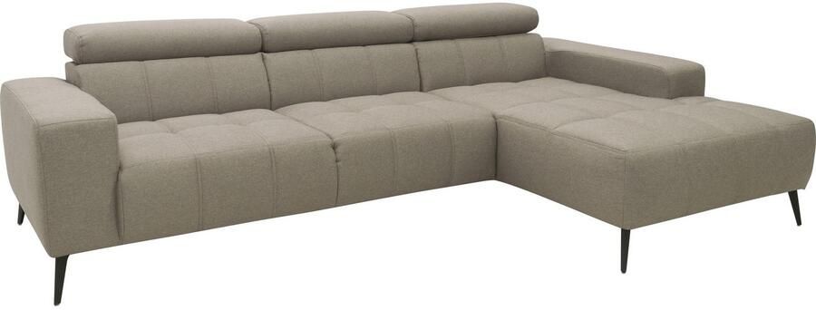 DOMO collection Hoekbank Trento L-vorm met sledevoet of enkele voet naar keuze met verstelbare hoofdsteun récamier links rechts bestelbaar - Foto 7