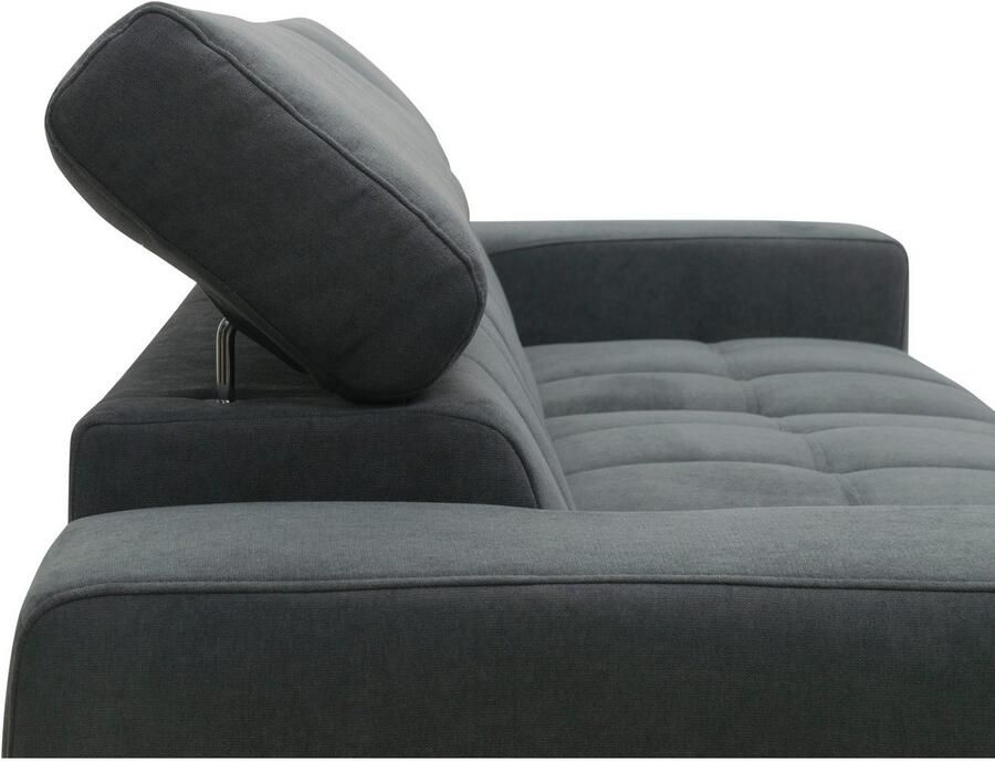 DOMO collection Hoekbank Trento L-vorm met sledevoet of enkele voet naar keuze met verstelbare hoofdsteun récamier links rechts bestelbaar - Foto 4