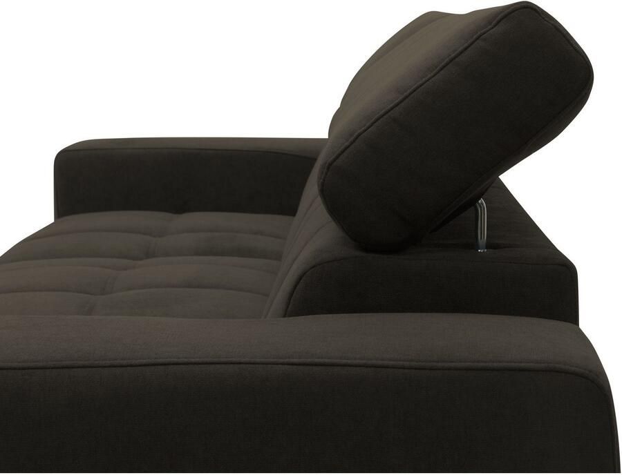 DOMO collection Hoekbank Trento L-vorm met sledevoet of enkele voet naar keuze met verstelbare hoofdsteun récamier links rechts bestelbaar - Foto 4