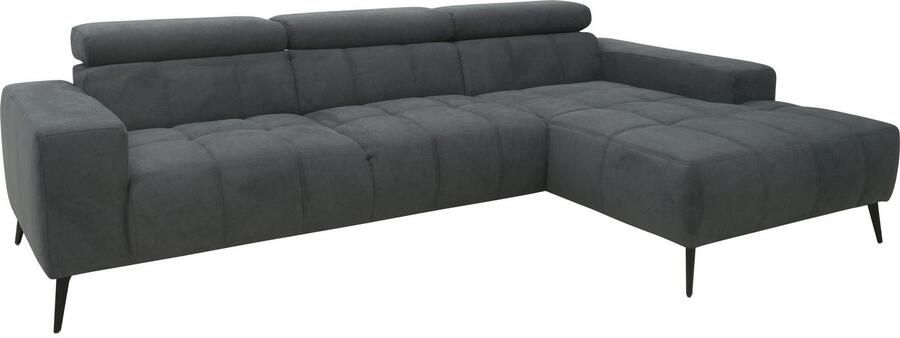 DOMO collection Hoekbank Trento L-vorm met sledevoet of enkele voet naar keuze met verstelbare hoofdsteun récamier links rechts bestelbaar - Foto 11