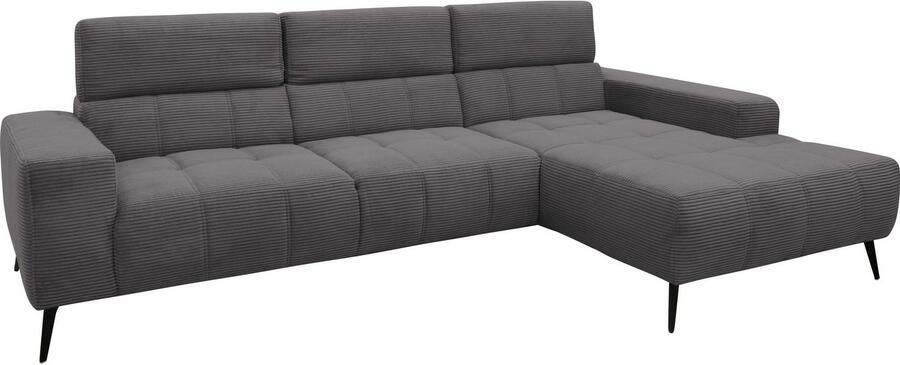 DOMO collection Hoekbank Trento L-vorm met sledevoet of enkele voet naar keuze met verstelbare hoofdsteun récamier links rechts bestelbaar - Foto 10