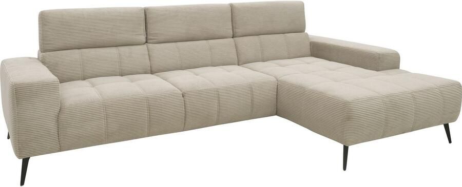 DOMO collection Hoekbank Trento L-vorm met sledevoet of enkele voet naar keuze met verstelbare hoofdsteun récamier links rechts bestelbaar - Foto 10