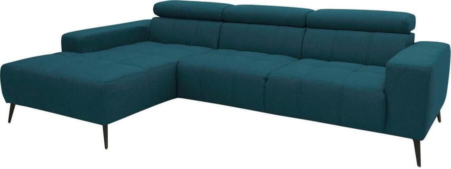 DOMO collection Hoekbank Trento L-vorm met sledevoet of enkele voet naar keuze met verstelbare hoofdsteun récamier links rechts bestelbaar - Foto 13