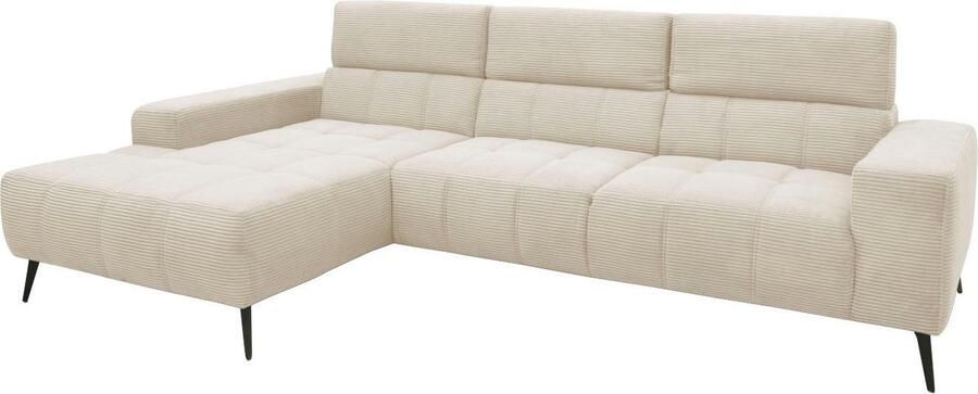 DOMO collection Hoekbank Trento L-vorm met sledevoet of enkele voet naar keuze met verstelbare hoofdsteun récamier links rechts bestelbaar - Foto 11