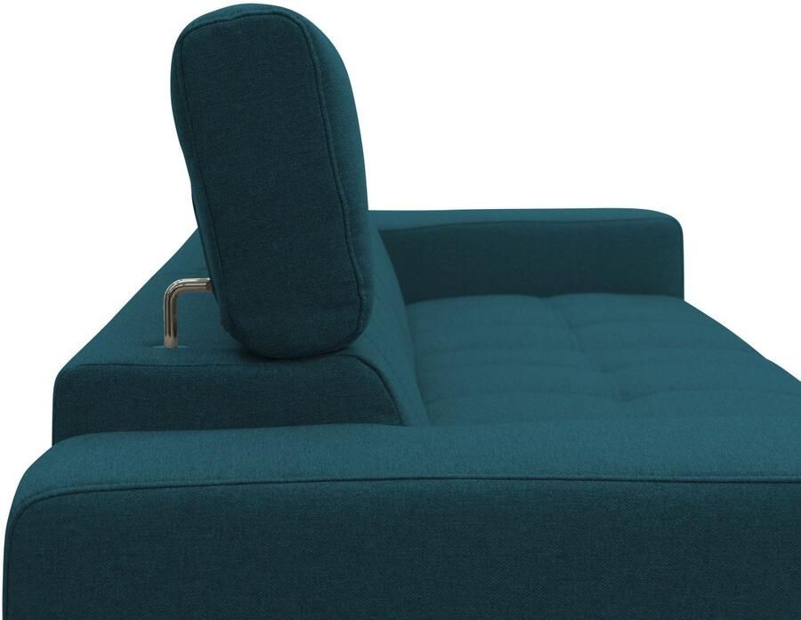 DOMO collection Hoekbank Trento L-vorm met sledevoet of enkele voet naar keuze met verstelbare hoofdsteun récamier links rechts bestelbaar - Foto 2