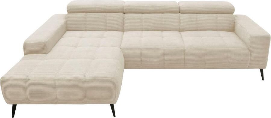 DOMO collection Hoekbank Trento L-vorm met sledevoet of enkele voet naar keuze met verstelbare hoofdsteun récamier links rechts bestelbaar - Foto 10