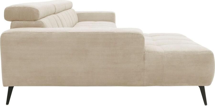 DOMO collection Hoekbank Trento L-vorm met sledevoet of enkele voet naar keuze met verstelbare hoofdsteun récamier links rechts bestelbaar - Foto 9