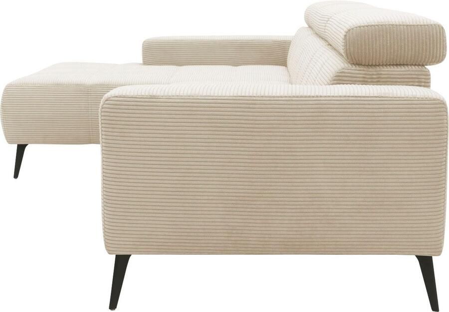 DOMO collection Hoekbank Trento L-vorm met sledevoet of enkele voet naar keuze met verstelbare hoofdsteun récamier links rechts bestelbaar - Foto 4