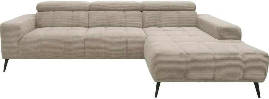 DOMO collection Hoekbank Trento L-vorm met sledevoet of enkele voet naar keuze met verstelbare hoofdsteun récamier links rechts bestelbaar - Foto 12