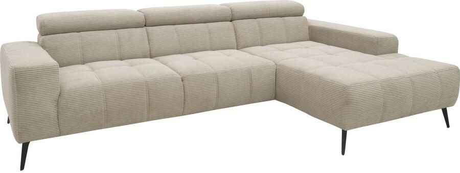 DOMO collection Hoekbank Trento L-vorm met sledevoet of enkele voet naar keuze met verstelbare hoofdsteun récamier links rechts bestelbaar - Foto 11