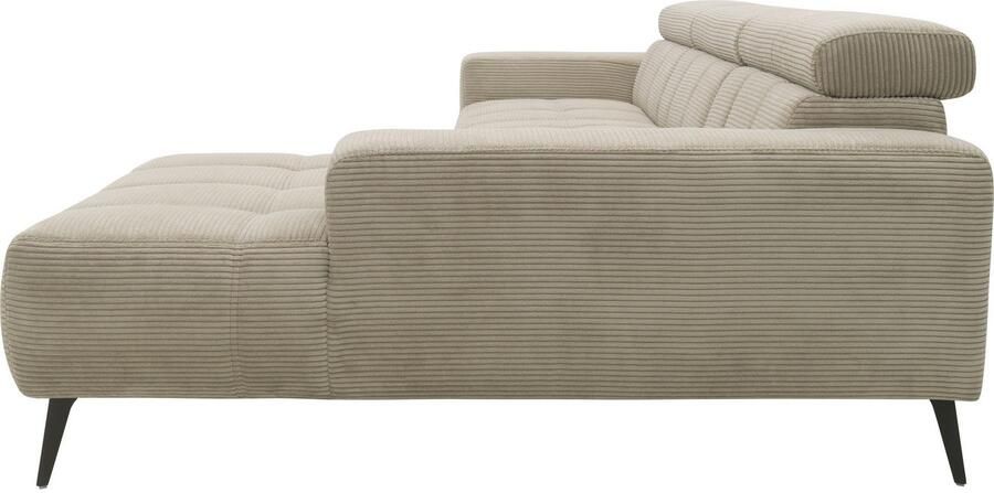 DOMO collection Hoekbank Trento L-vorm met sledevoet of enkele voet naar keuze met verstelbare hoofdsteun récamier links rechts bestelbaar - Foto 9