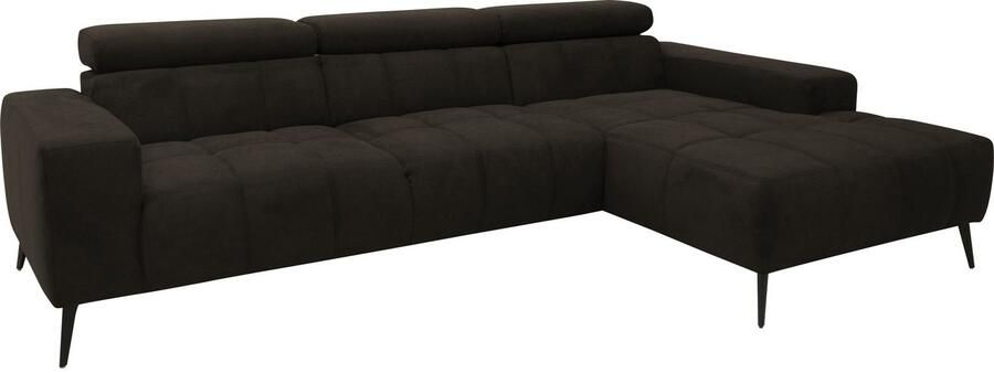 DOMO collection Hoekbank Trento L-vorm met sledevoet of enkele voet naar keuze met verstelbare hoofdsteun récamier links rechts bestelbaar - Foto 6