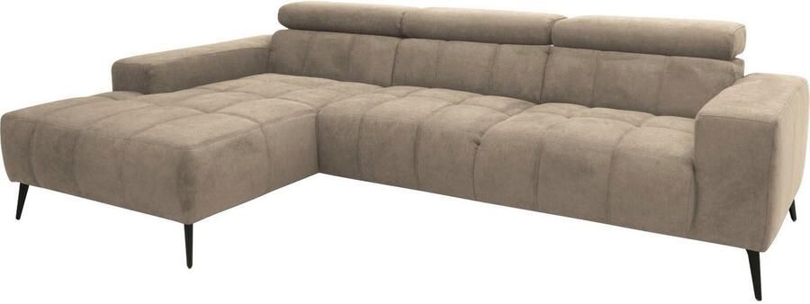 DOMO collection Hoekbank Trento L-vorm met sledevoet of enkele voet naar keuze met verstelbare hoofdsteun récamier links rechts bestelbaar - Foto 11