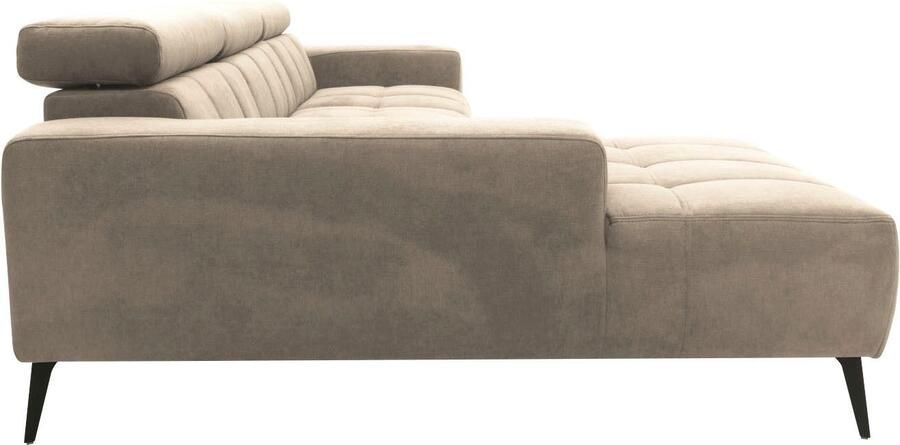 DOMO collection Hoekbank Trento L-vorm met sledevoet of enkele voet naar keuze met verstelbare hoofdsteun récamier links rechts bestelbaar - Foto 9