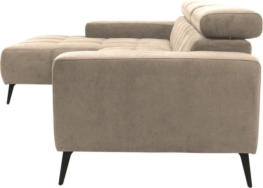 DOMO collection Hoekbank Trento L-vorm met sledevoet of enkele voet naar keuze met verstelbare hoofdsteun récamier links rechts bestelbaar - Foto 5