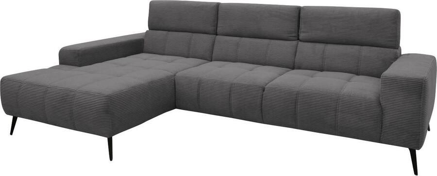 DOMO collection Hoekbank Trento L-vorm met sledevoet of enkele voet naar keuze met verstelbare hoofdsteun récamier links rechts bestelbaar - Foto 11