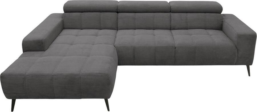 DOMO collection Hoekbank Trento L-vorm met sledevoet of enkele voet naar keuze met verstelbare hoofdsteun récamier links rechts bestelbaar - Foto 10