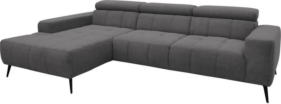 DOMO collection Hoekbank Trento L-vorm met sledevoet of enkele voet naar keuze met verstelbare hoofdsteun récamier links rechts bestelbaar - Foto 12