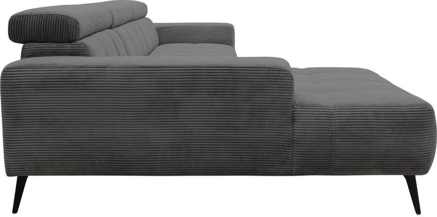 DOMO collection Hoekbank Trento L-vorm met sledevoet of enkele voet naar keuze met verstelbare hoofdsteun récamier links rechts bestelbaar - Foto 9