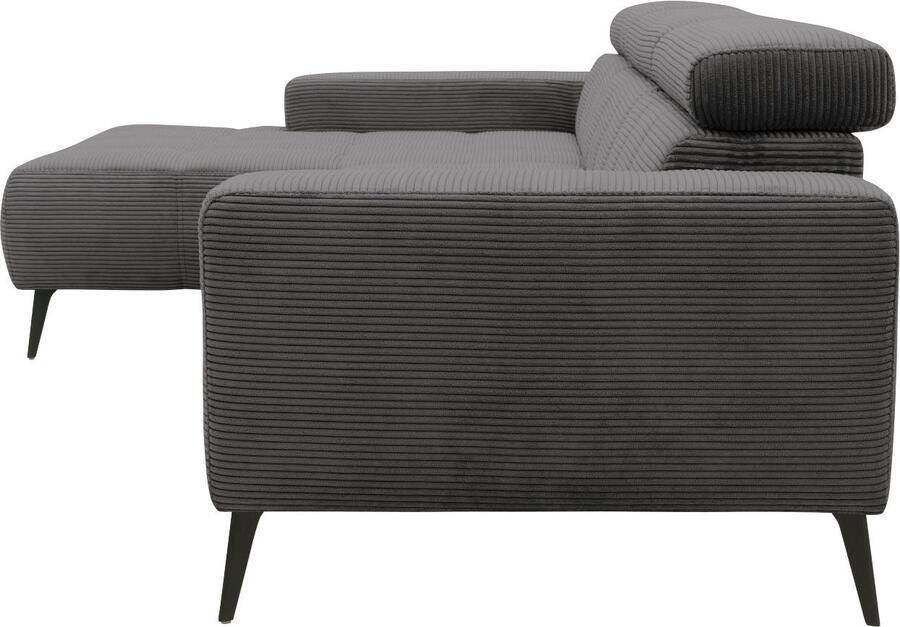 DOMO collection Hoekbank Trento L-vorm met sledevoet of enkele voet naar keuze met verstelbare hoofdsteun récamier links rechts bestelbaar - Foto 4