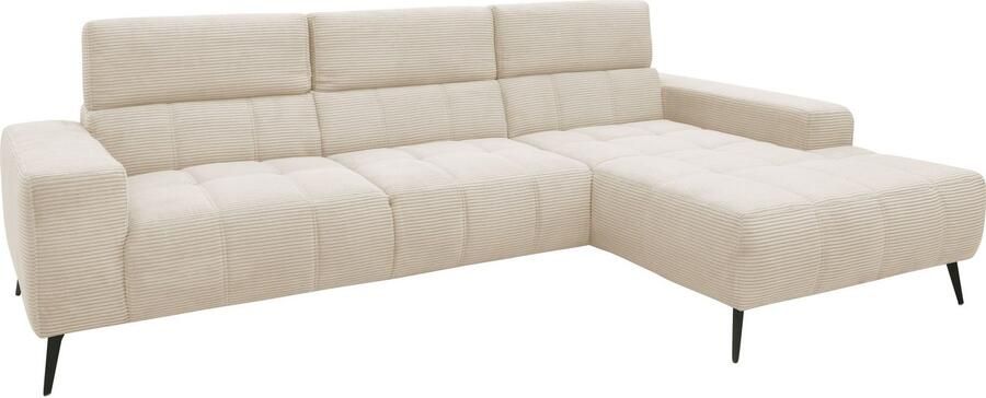 DOMO collection Hoekbank Trento L-vorm met sledevoet of enkele voet naar keuze met verstelbare hoofdsteun récamier links rechts bestelbaar - Foto 10