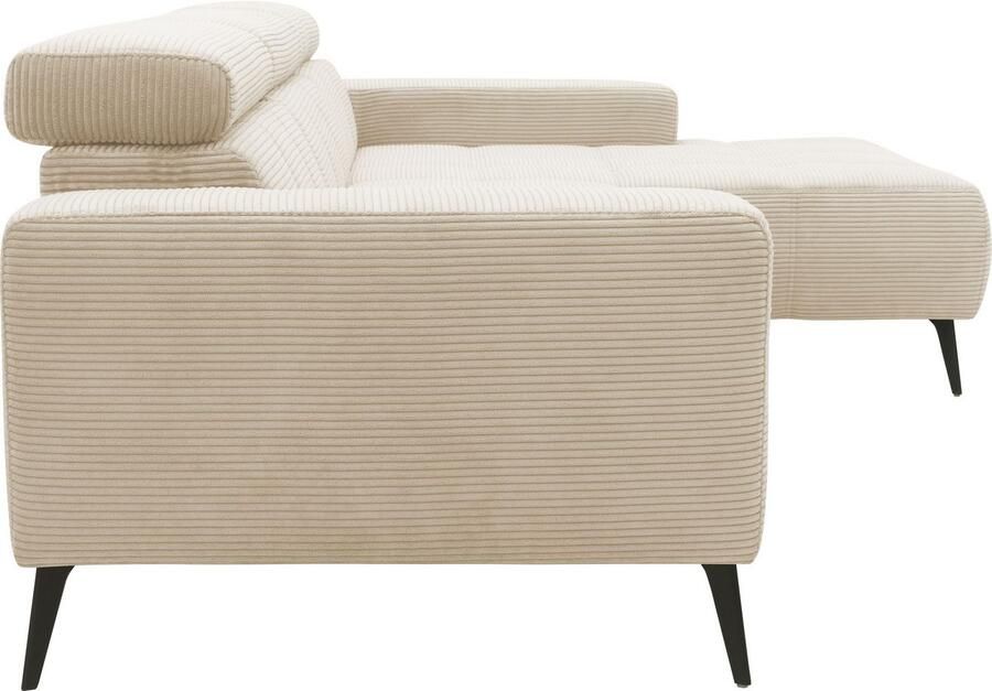 DOMO collection Hoekbank Trento L-vorm met sledevoet of enkele voet naar keuze met verstelbare hoofdsteun récamier links rechts bestelbaar - Foto 4