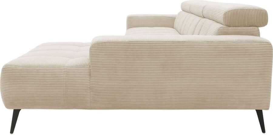 DOMO collection Hoekbank Trento L-vorm met sledevoet of enkele voet naar keuze met verstelbare hoofdsteun récamier links rechts bestelbaar - Foto 9