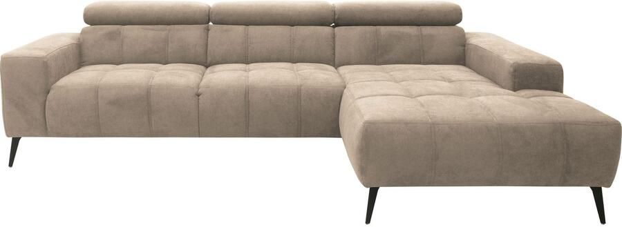 DOMO collection Hoekbank Trento L-vorm met sledevoet of enkele voet naar keuze met verstelbare hoofdsteun récamier links rechts bestelbaar - Foto 7