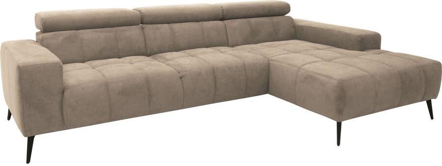 DOMO collection Hoekbank Trento L-vorm met sledevoet of enkele voet naar keuze met verstelbare hoofdsteun récamier links rechts bestelbaar - Foto 6