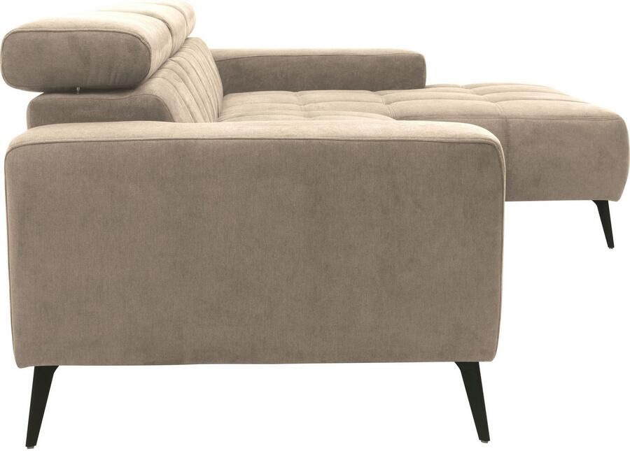 DOMO collection Hoekbank Trento L-vorm met sledevoet of enkele voet naar keuze met verstelbare hoofdsteun récamier links rechts bestelbaar - Foto 2