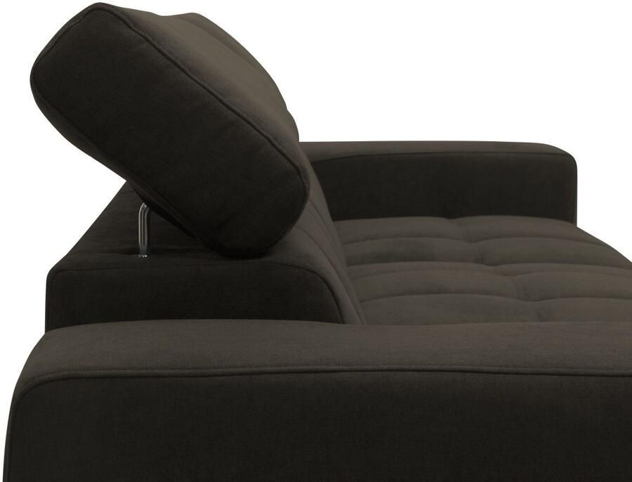 DOMO collection Hoekbank Trento L-vorm met sledevoet of enkele voet naar keuze met verstelbare hoofdsteun récamier links rechts bestelbaar - Foto 4