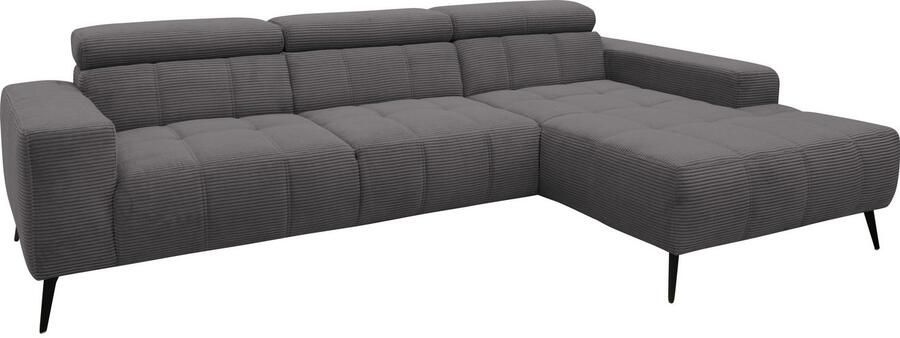 DOMO collection Hoekbank Trento L-vorm met sledevoet of enkele voet naar keuze met verstelbare hoofdsteun récamier links rechts bestelbaar - Foto 6