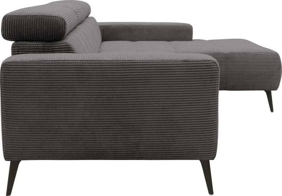 DOMO collection Hoekbank Trento L-vorm met sledevoet of enkele voet naar keuze met verstelbare hoofdsteun récamier links rechts bestelbaar - Foto 3