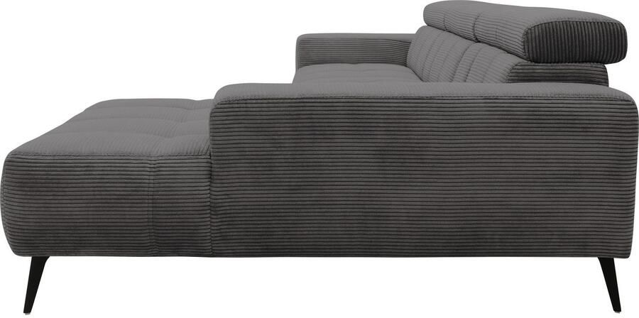 DOMO collection Hoekbank Trento L-vorm met sledevoet of enkele voet naar keuze met verstelbare hoofdsteun récamier links rechts bestelbaar - Foto 5