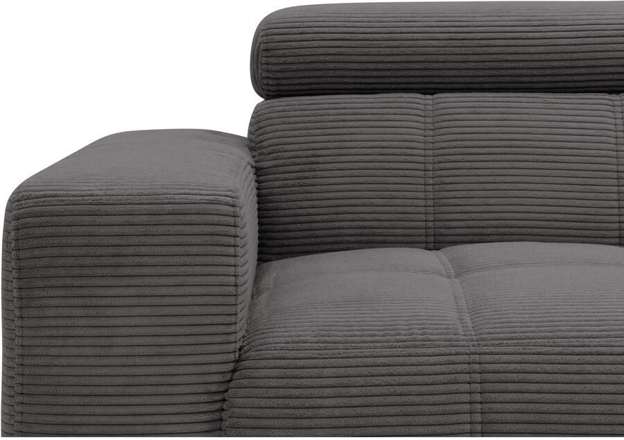 DOMO collection Hoekbank Trento L-vorm met sledevoet of enkele voet naar keuze met verstelbare hoofdsteun récamier links rechts bestelbaar - Foto 2