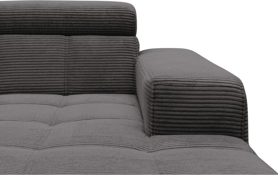 DOMO collection Hoekbank Trento L-vorm met sledevoet of enkele voet naar keuze met verstelbare hoofdsteun récamier links rechts bestelbaar - Foto 4