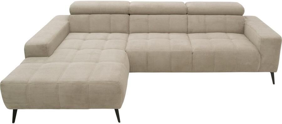 DOMO collection Hoekbank Trento L-vorm met sledevoet of enkele voet naar keuze met verstelbare hoofdsteun récamier links rechts bestelbaar - Foto 6