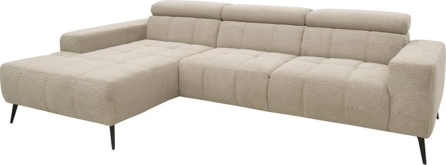 DOMO collection Hoekbank Trento L-vorm met sledevoet of enkele voet naar keuze met verstelbare hoofdsteun récamier links rechts bestelbaar - Foto 7