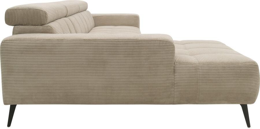 DOMO collection Hoekbank Trento L-vorm met sledevoet of enkele voet naar keuze met verstelbare hoofdsteun récamier links rechts bestelbaar - Foto 5