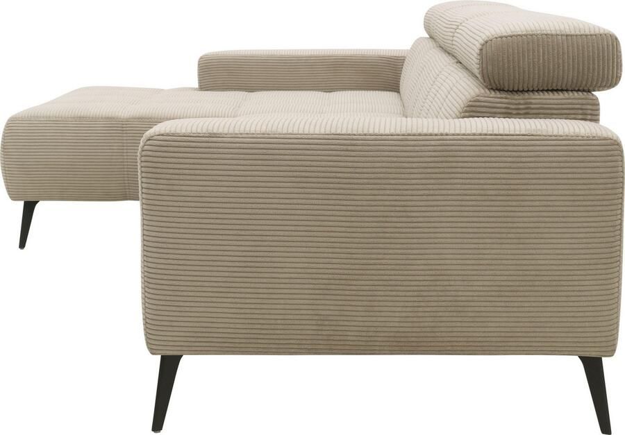 DOMO collection Hoekbank Trento L-vorm met sledevoet of enkele voet naar keuze met verstelbare hoofdsteun récamier links rechts bestelbaar - Foto 3