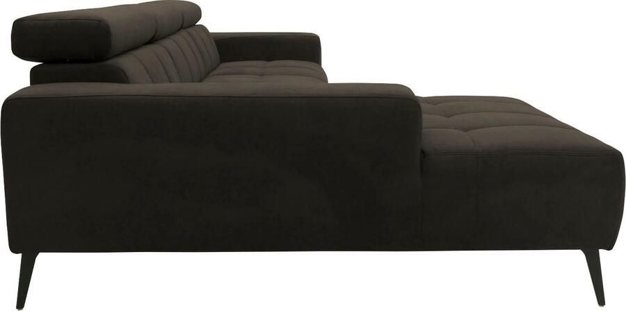 DOMO collection Hoekbank Trento L-vorm met sledevoet of enkele voet naar keuze met verstelbare hoofdsteun récamier links rechts bestelbaar - Foto 5