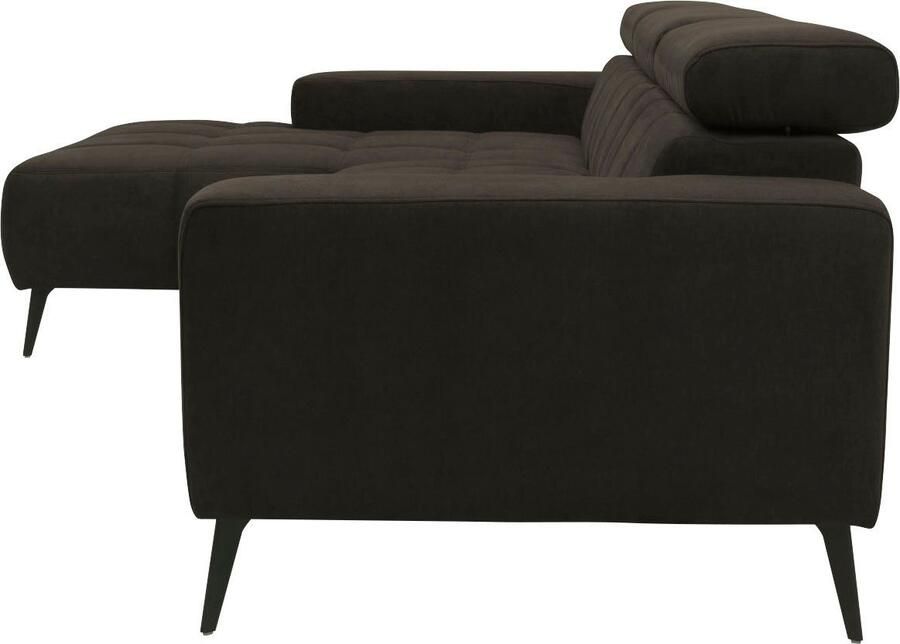 DOMO collection Hoekbank Trento L-vorm met sledevoet of enkele voet naar keuze met verstelbare hoofdsteun récamier links rechts bestelbaar - Foto 2