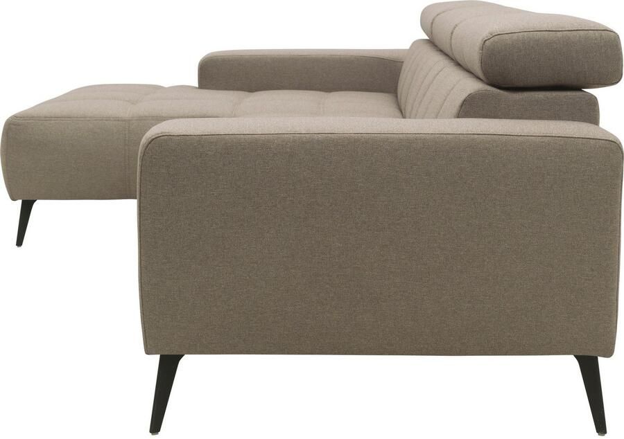 DOMO collection Hoekbank Trento L-vorm met sledevoet of enkele voet naar keuze met verstelbare hoofdsteun récamier links rechts bestelbaar - Foto 3
