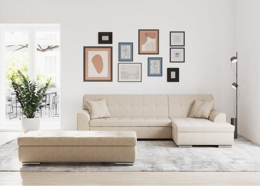 DOMO collection Hoekbank Treviso veel bekledingen ook in cord L-vorm B D H: 267 80 83 cm - Foto 2