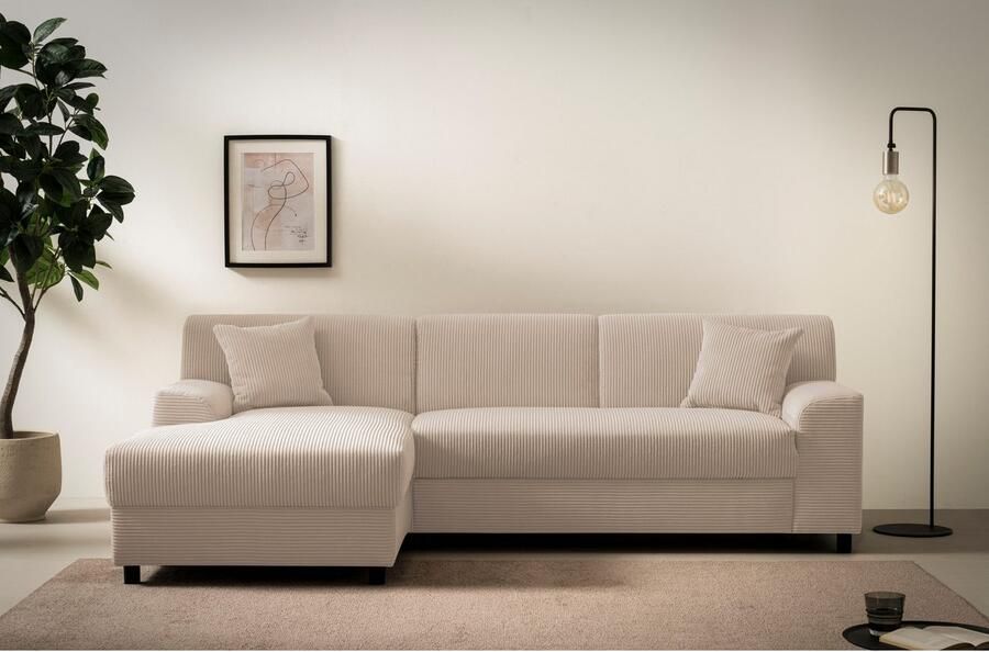 DOMO collection Hoekbank Turah 2 corduroy of luxe microvezel met pocketvering met bedfunctie - Foto 9
