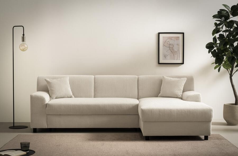 DOMO collection Hoekbank Turah 2 L-Vorm Corduroy of Luxe-Microvezel comfortabele binnenvering - Foto 12