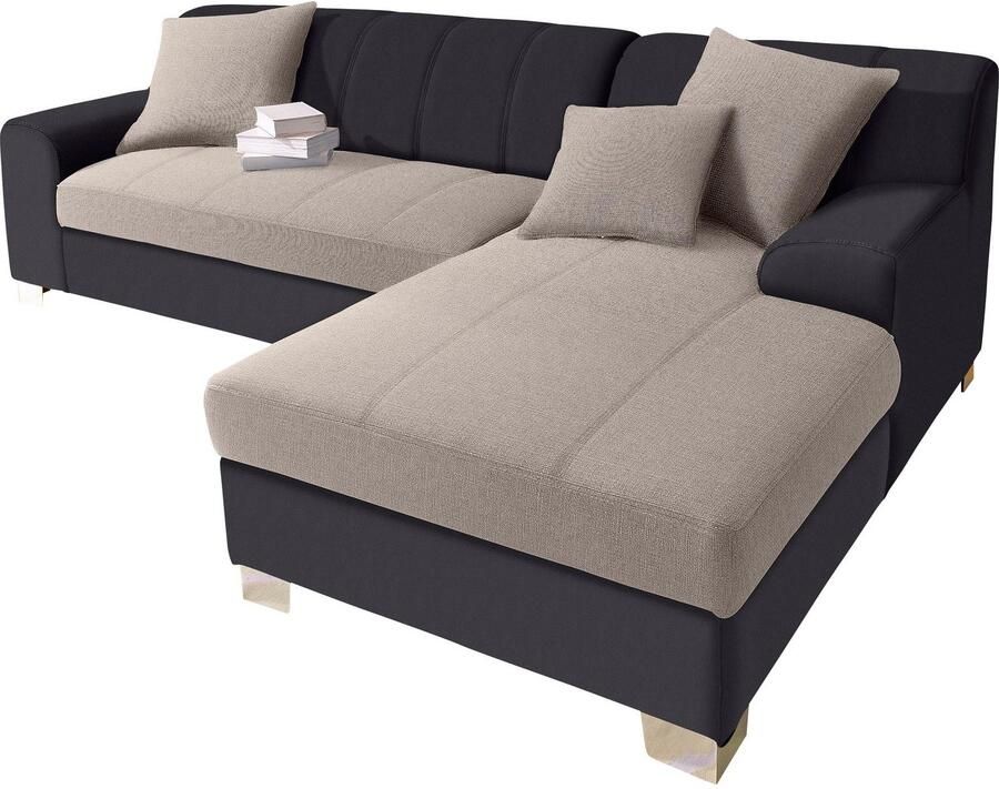 DOMO collection Hoekbank Turah incl. sierkussens modern doorgestikt ook in leer naar keuze met slaapfunctie bedbank bxdxh: 239x152x75 cm l-model
