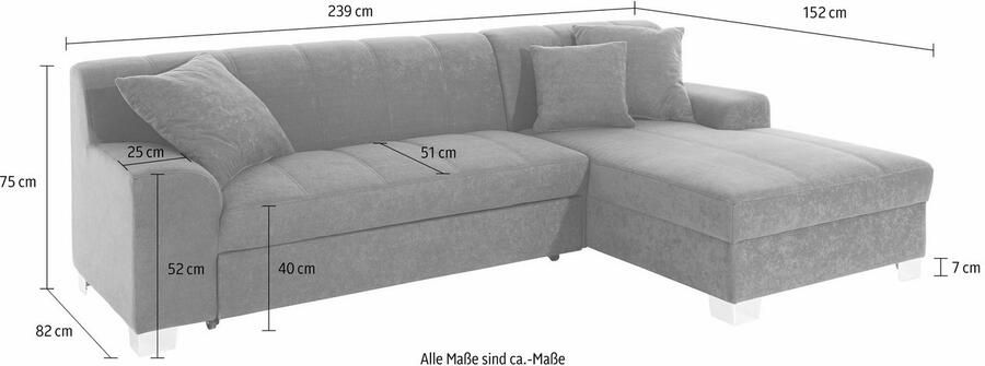 DOMO collection Hoekbank Turah incl. sierkussens modern doorgestikt ook in leer naar keuze met slaapfunctie bedbank bxdxh: 239x152x75 cm l-model - Foto 2